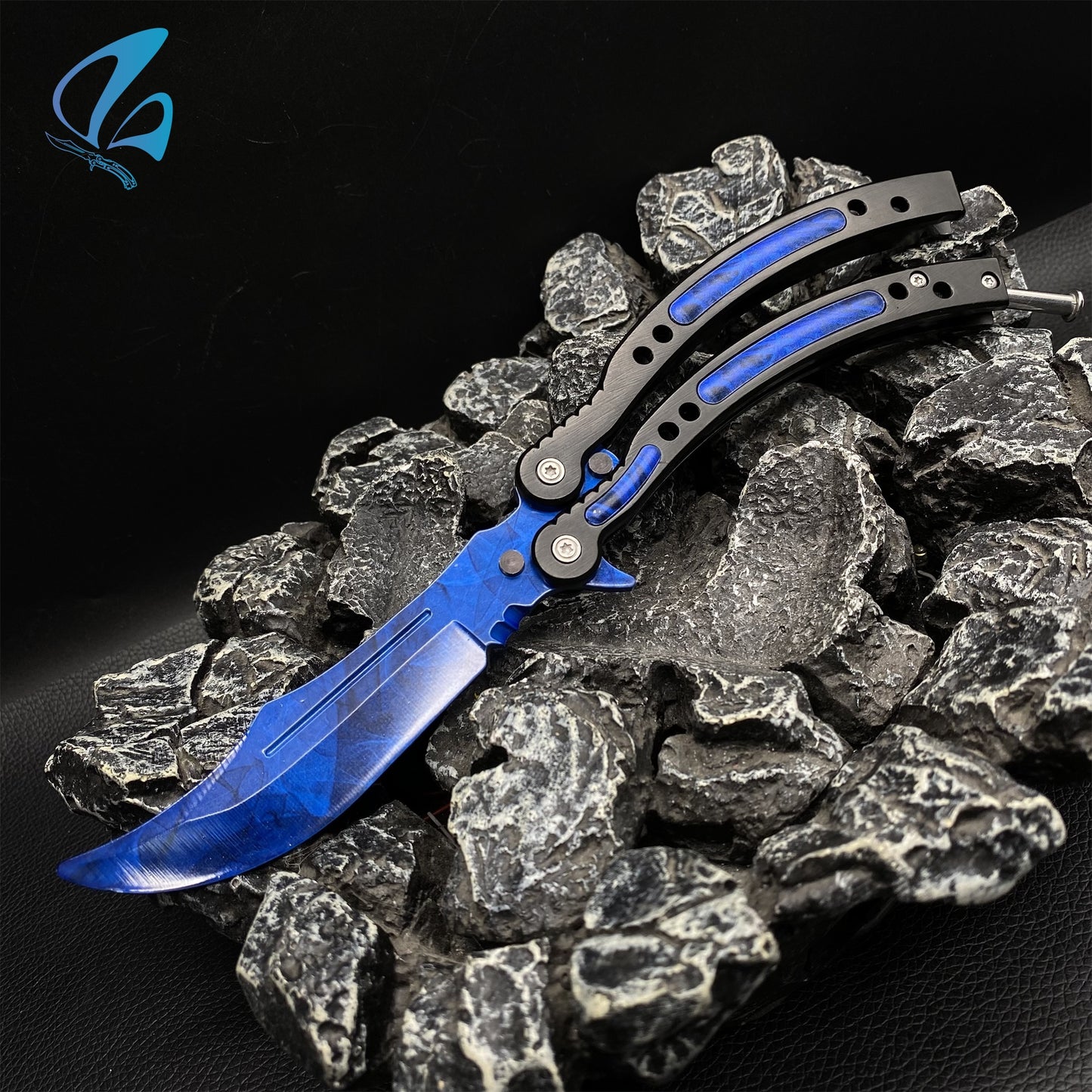 CSGO Doppler Sapphire Butterfly Knife Trainer Doppler Sapphire Skin Balisong Trainer