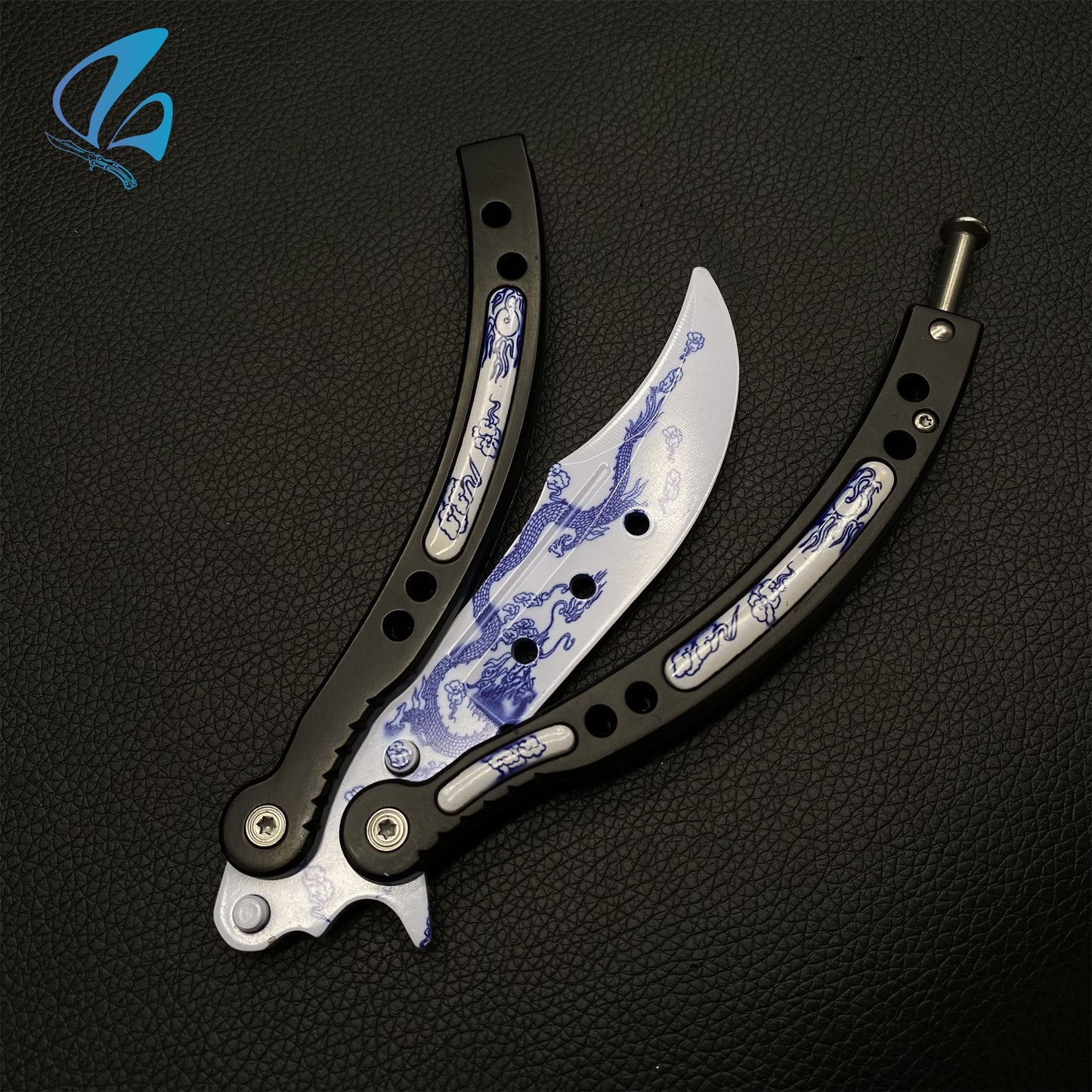 CSGO Dragon Black Handle Butterfly Knife Trainer Dragon Black Handle Skin Balisong Trainer