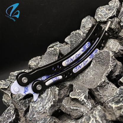 CSGO Dragon Black Handle Butterfly Knife Trainer Dragon Black Handle Skin Balisong Trainer