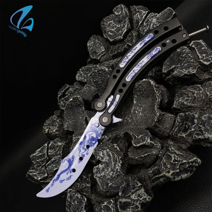 CSGO Dragon Black Handle Butterfly Knife Trainer Dragon Black Handle Skin Balisong Trainer