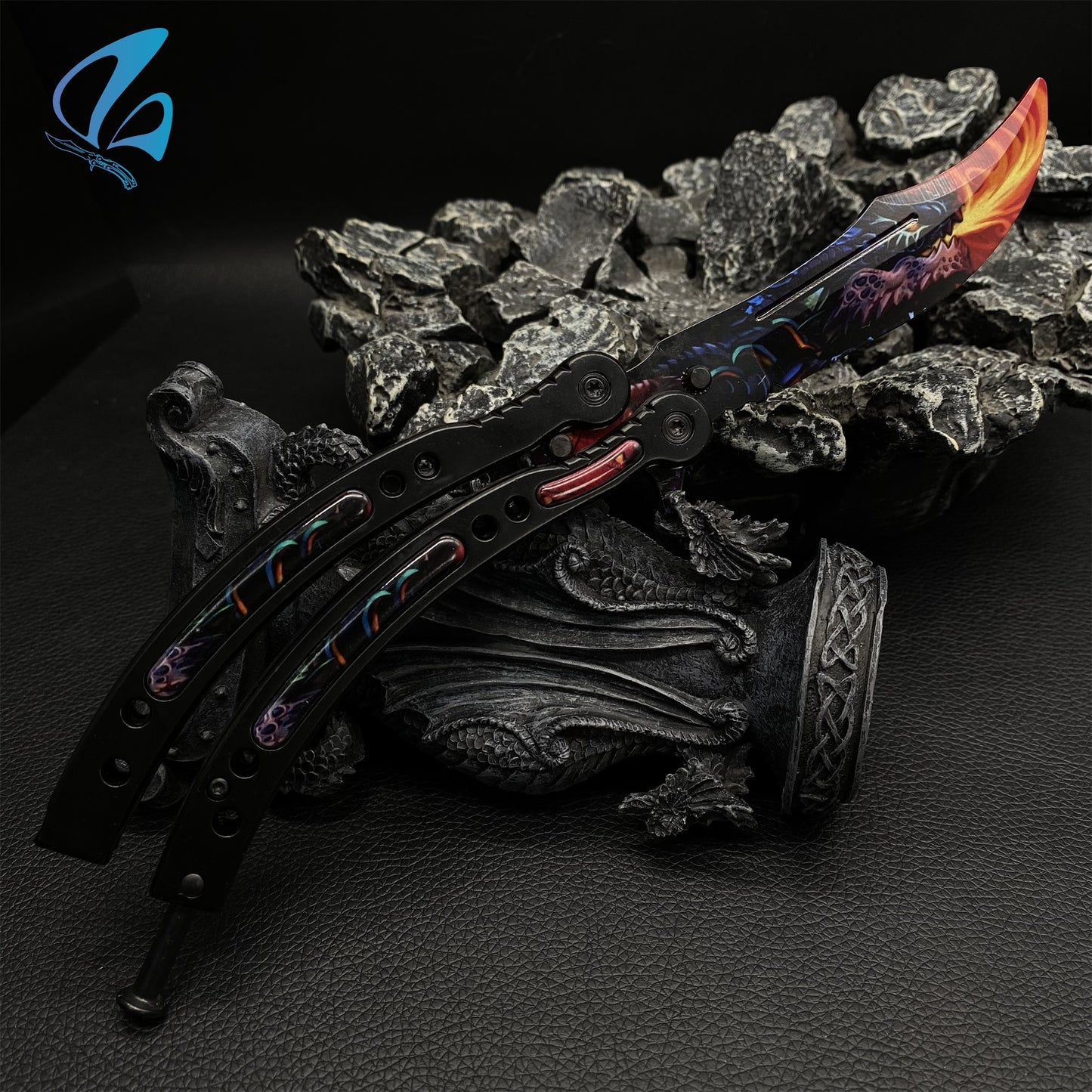 CSGO Dragon Breath Butterfly Knife Trainer Dragon Fire Skin Balisong Trainer