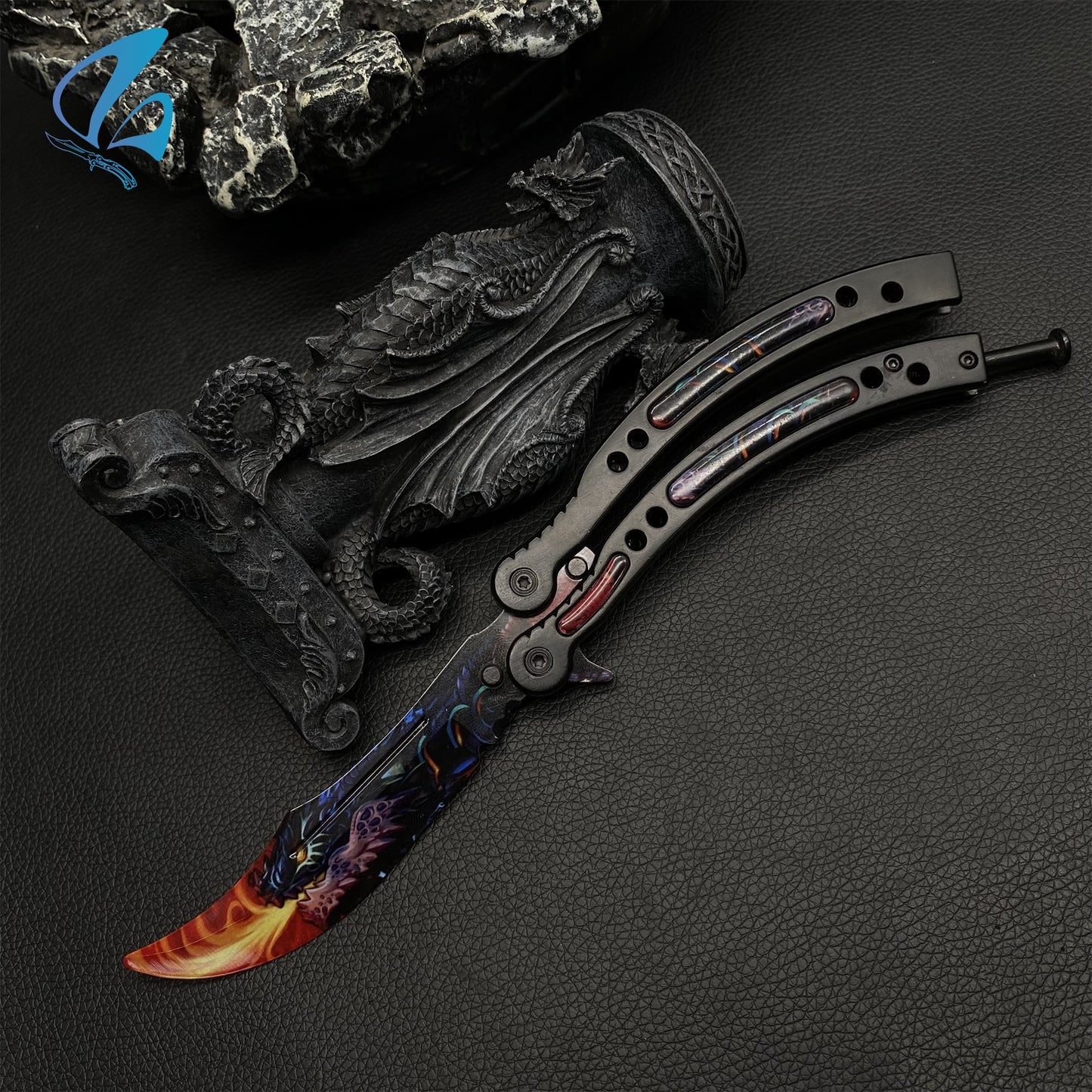 CSGO Dragon Breath Butterfly Knife Trainer Dragon Fire Skin Balisong Trainer