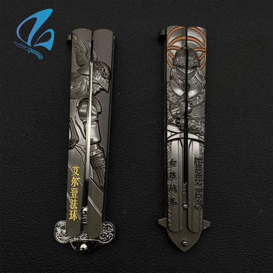 Malenia Game Butterfly Knife Trainer Bloody Wolf Balisong Fan Art For Display Only