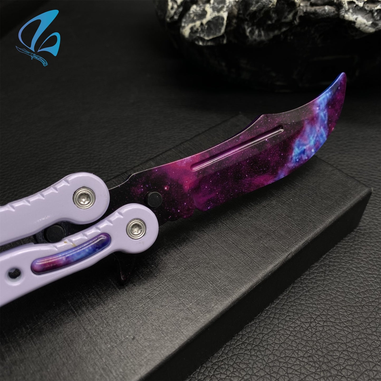 CSGO Galaxy Skin White Handle Butterfly Knife Trainer Galaxy Balisong Trainer