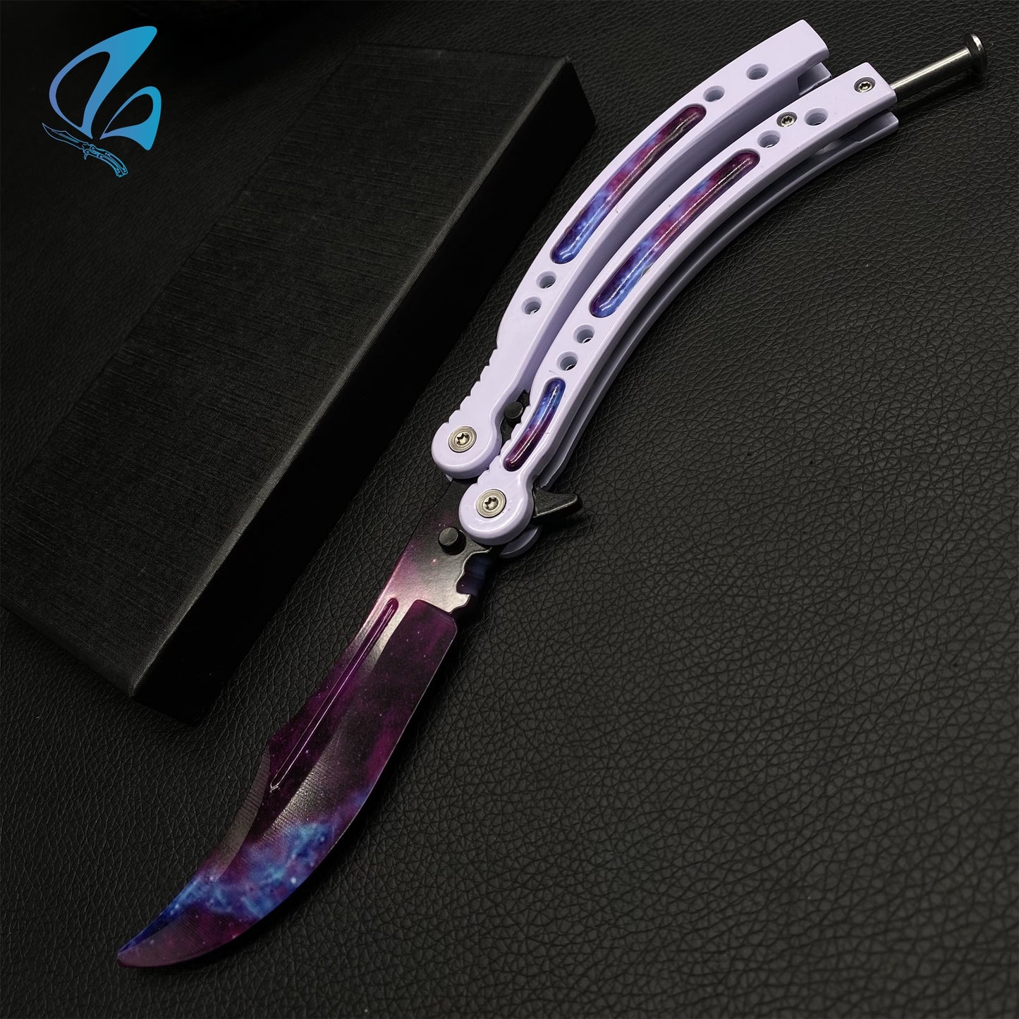 CSGO Galaxy Skin White Handle Butterfly Knife Trainer Galaxy Balisong Trainer