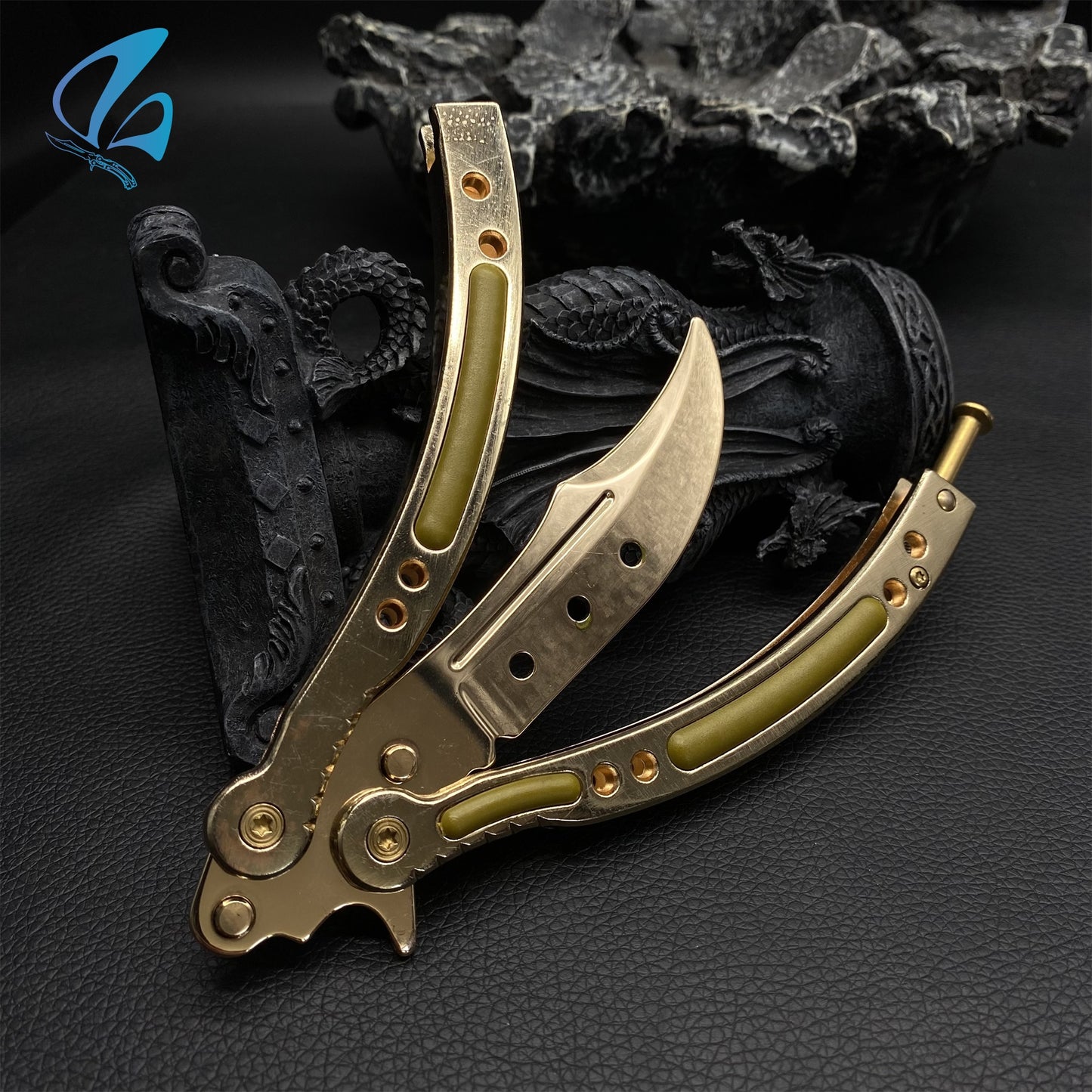 CSGO Gold Arabesque Butterfly Knife Trainer Gold Arabesque Skin Balisong Trainer