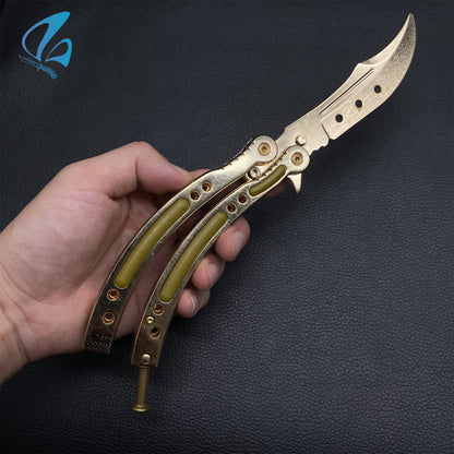 CSGO Gold Arabesque Butterfly Knife Trainer Gold Arabesque Skin Balisong Trainer