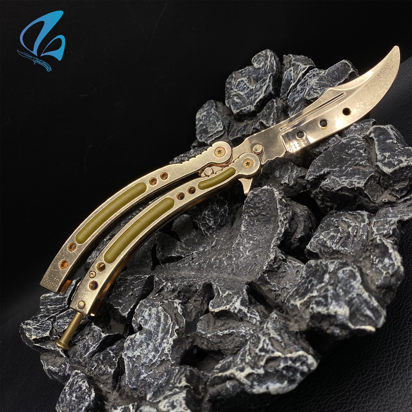 CSGO Gold Arabesque Butterfly Knife Trainer Gold Arabesque Skin Balisong Trainer