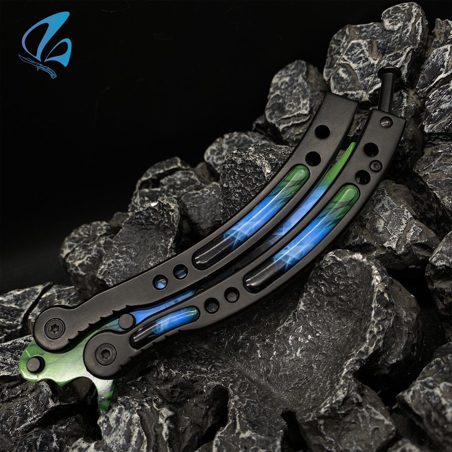 CSGO Green Pattern Butterfly Knife Trainer Green Pattern Handle Skin Balisong Trainer