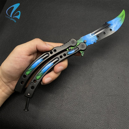 CSGO Green Pattern Butterfly Knife Trainer Green Pattern Handle Skin Balisong Trainer