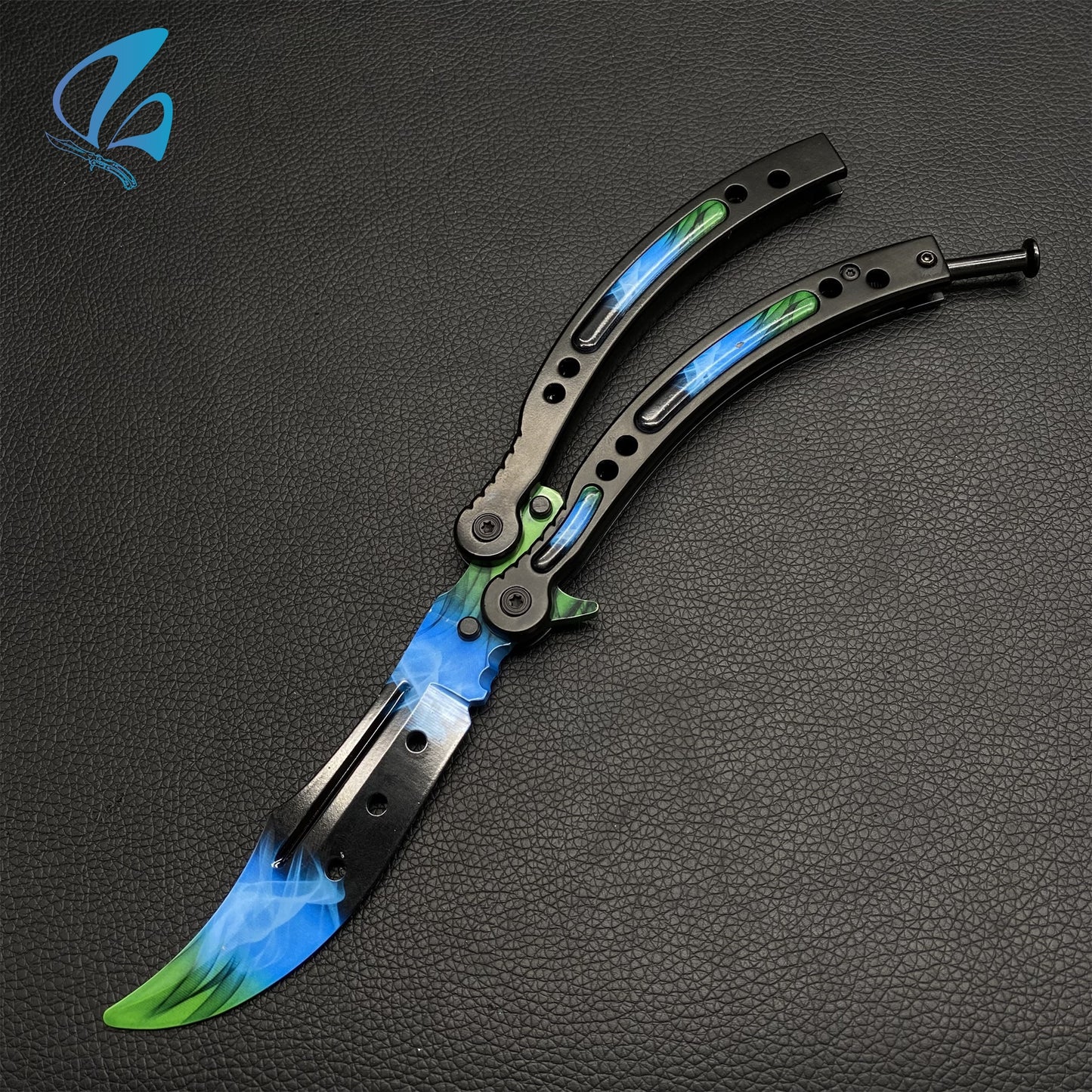 CSGO Green Pattern Butterfly Knife Trainer Green Pattern Handle Skin Balisong Trainer