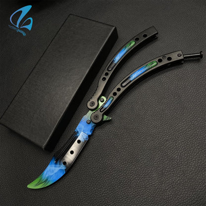 CSGO Green Pattern Butterfly Knife Trainer Green Pattern Handle Skin Balisong Trainer