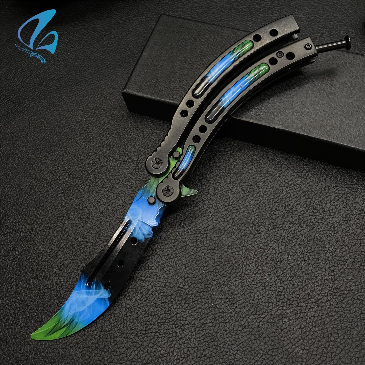 CSGO Green Pattern Butterfly Knife Trainer Green Pattern Handle Skin Balisong Trainer