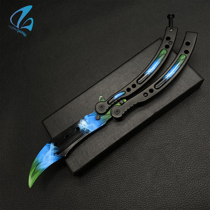 CSGO Green Pattern Butterfly Knife Trainer Green Pattern Handle Skin Balisong Trainer