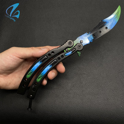 CSGO Green Pattern Butterfly Knife Trainer Green Pattern Handle Skin Balisong Trainer