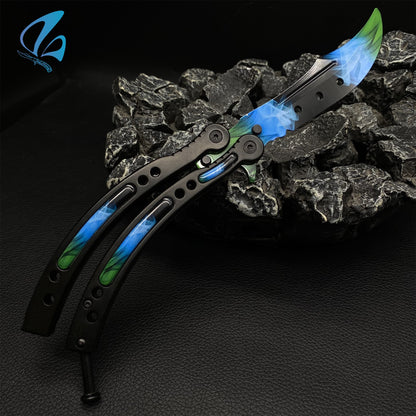 CSGO Green Pattern Butterfly Knife Trainer Green Pattern Handle Skin Balisong Trainer