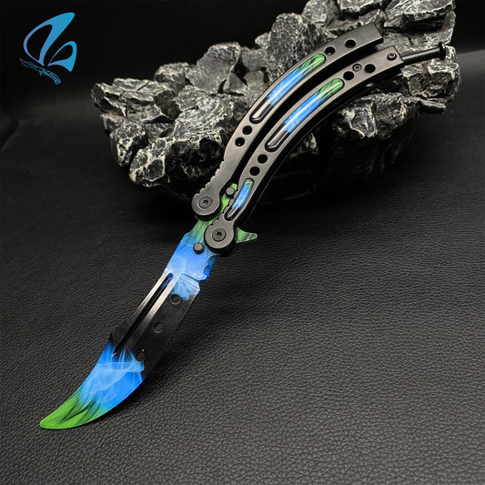 CSGO Green Pattern Butterfly Knife Trainer Green Pattern Handle Skin Balisong Trainer