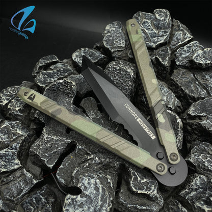 Recon Knife Butterfly Knife Trainer CNC Aluminium Handle Steel Blade Recon Balisong Trainer