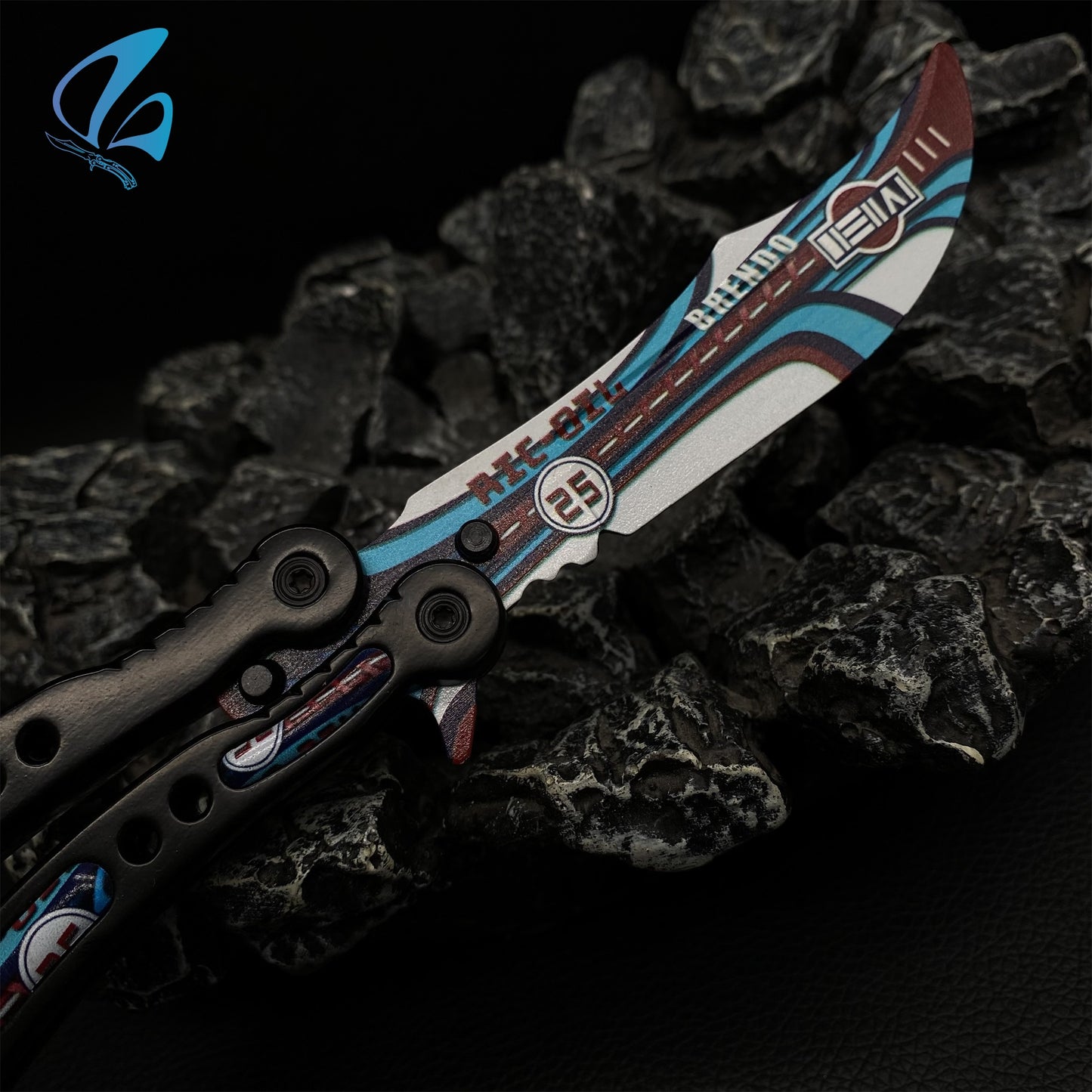 CSGO Integrale Butterfly Knife Trainer Black Handle Integrale Skin Balisong Trainer