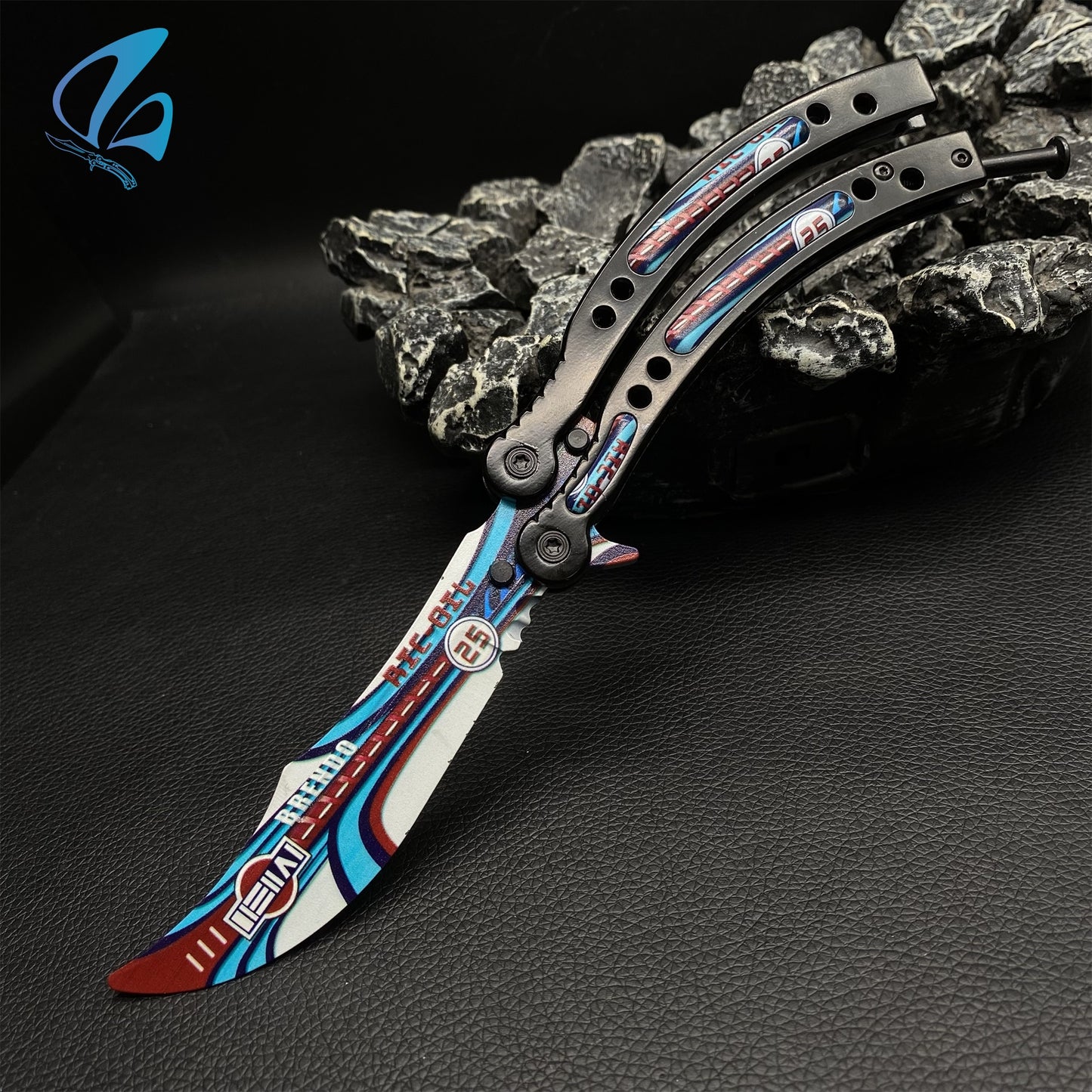 CSGO Integrale Butterfly Knife Trainer Black Handle Integrale Skin Balisong Trainer