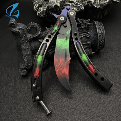 CSGO Rainbow Butterfly Knife Trainer Rainbow Color Balisong Trainer