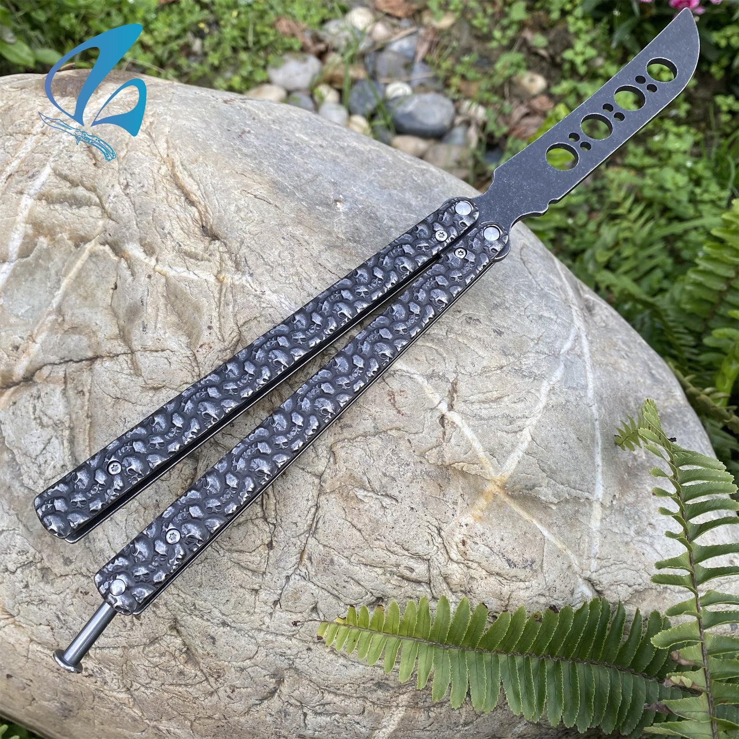 Forged Skull Sculpture Stainless Steel Balisong Trainer