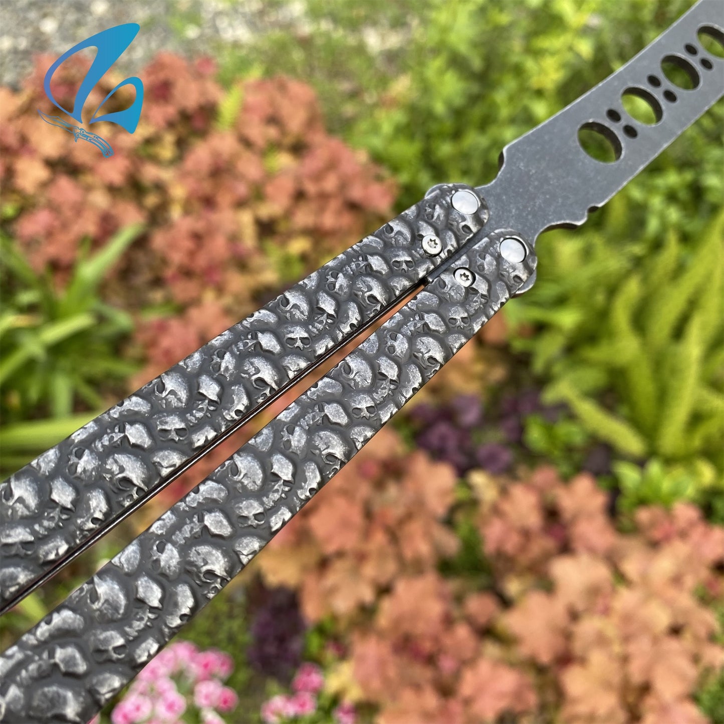 Forged Skull Sculpture Stainless Steel Balisong Trainer