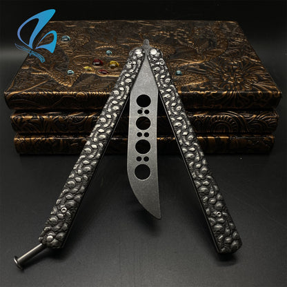 Forged Skull Sculpture Stainless Steel Balisong Trainer