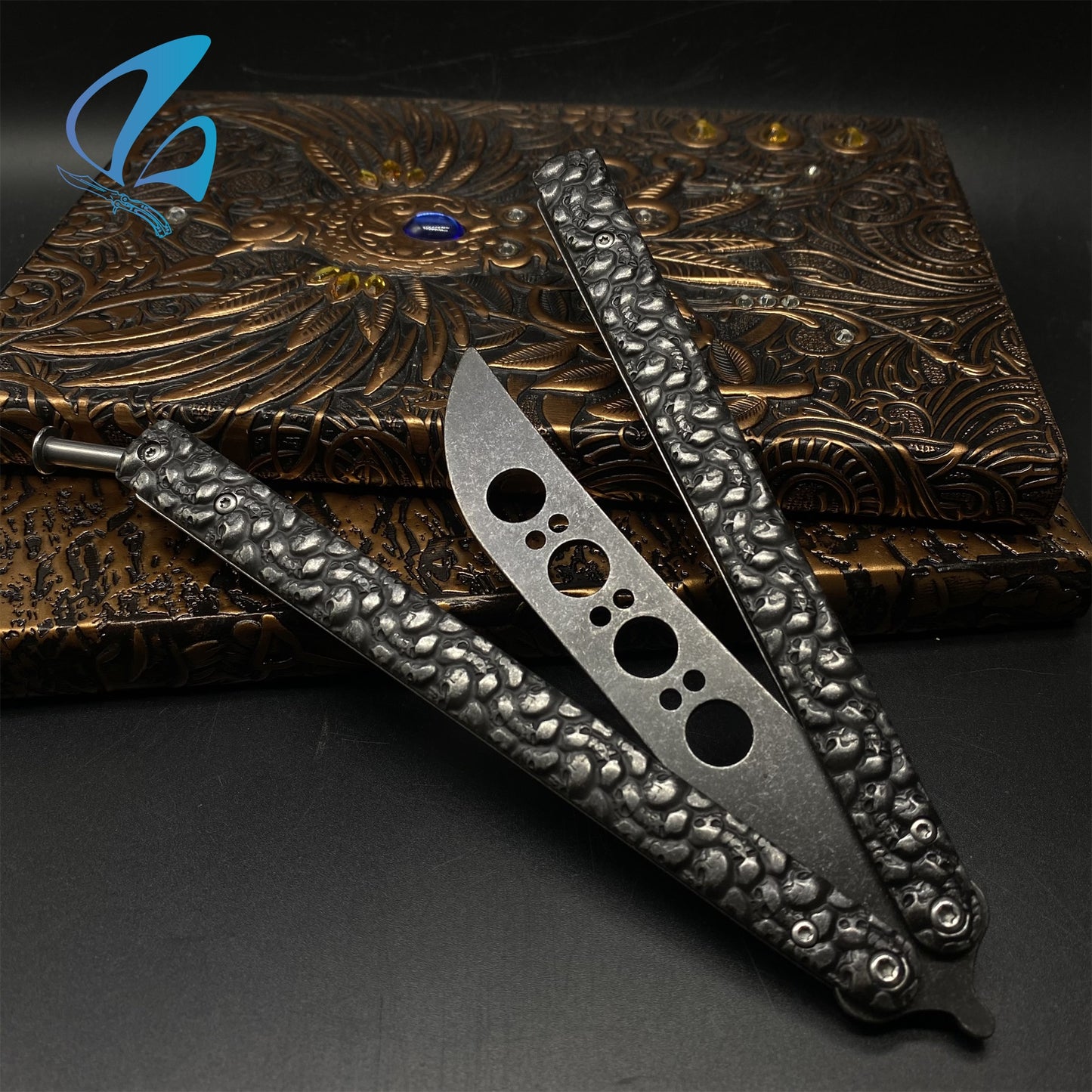 Forged Skull Sculpture Stainless Steel Balisong Trainer