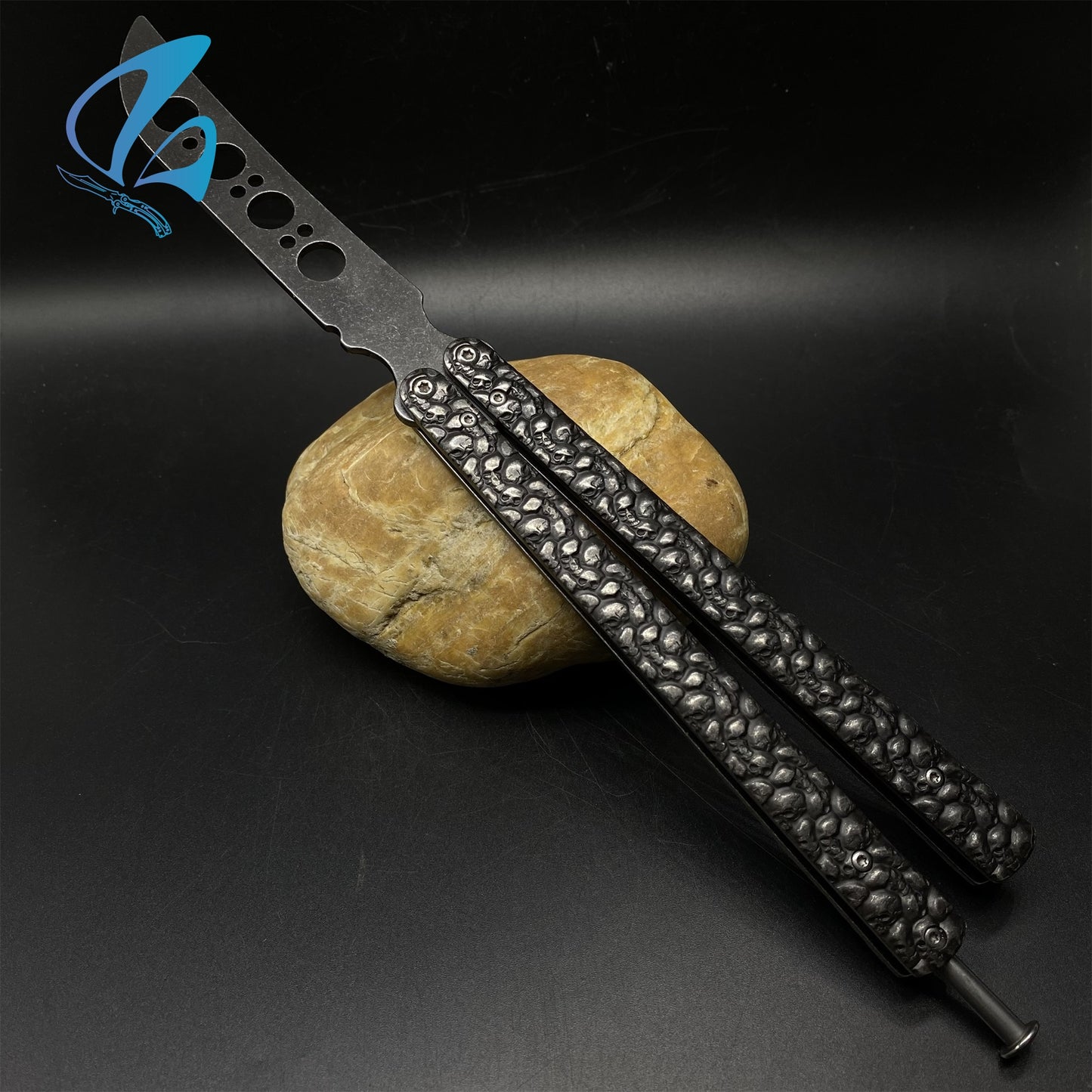 Forged Skull Sculpture Stainless Steel Balisong Trainer