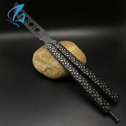 Forged Skull Sculpture Stainless Steel Balisong Trainer