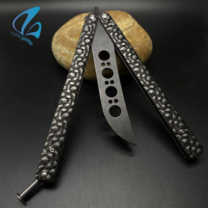 Forged Skull Sculpture Stainless Steel Balisong Trainer