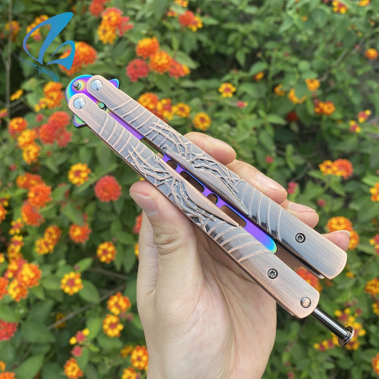 Stainless Steel Toxic Spider Sculpture Butterfly Knife Trainer