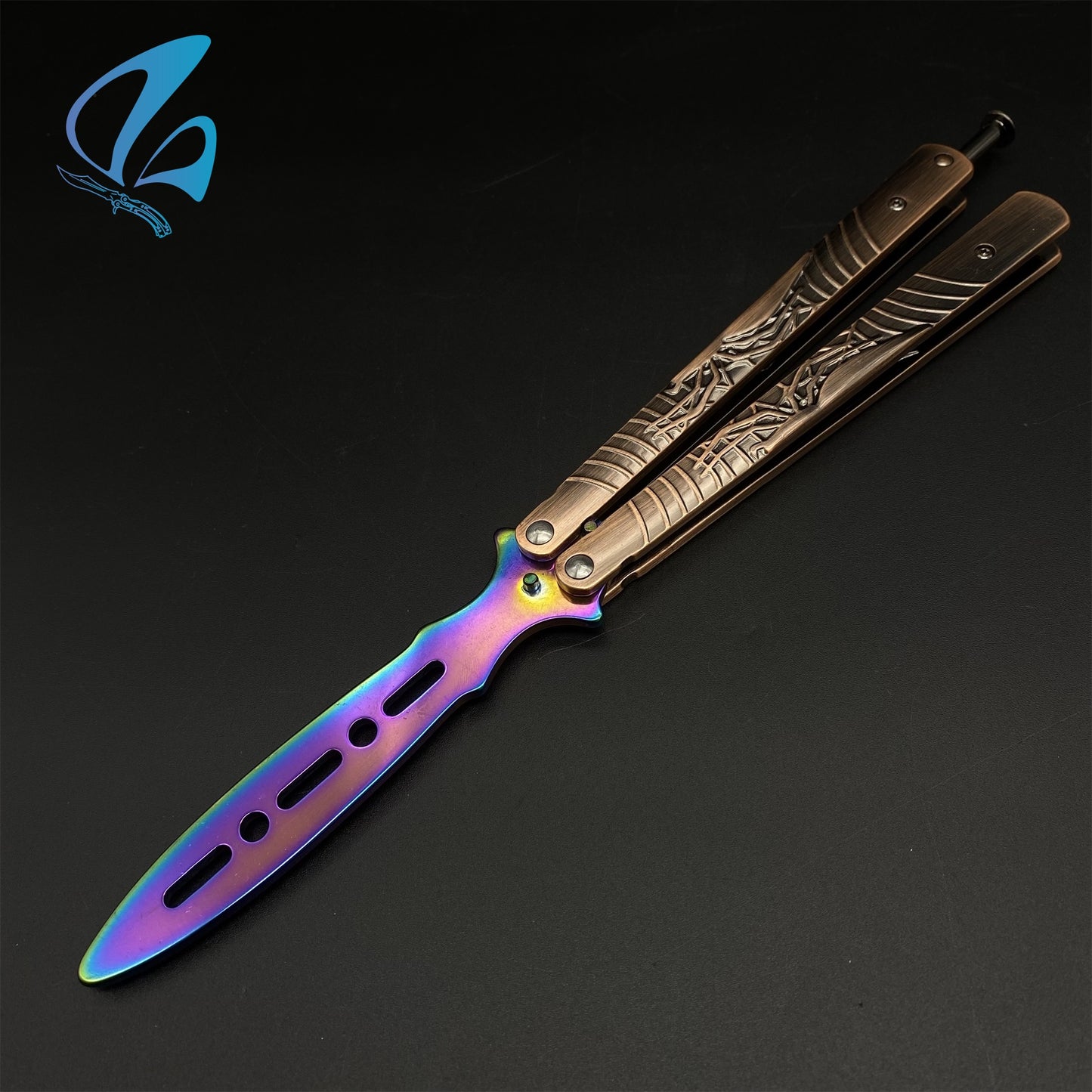 Stainless Steel Toxic Spider Sculpture Butterfly Knife Trainer