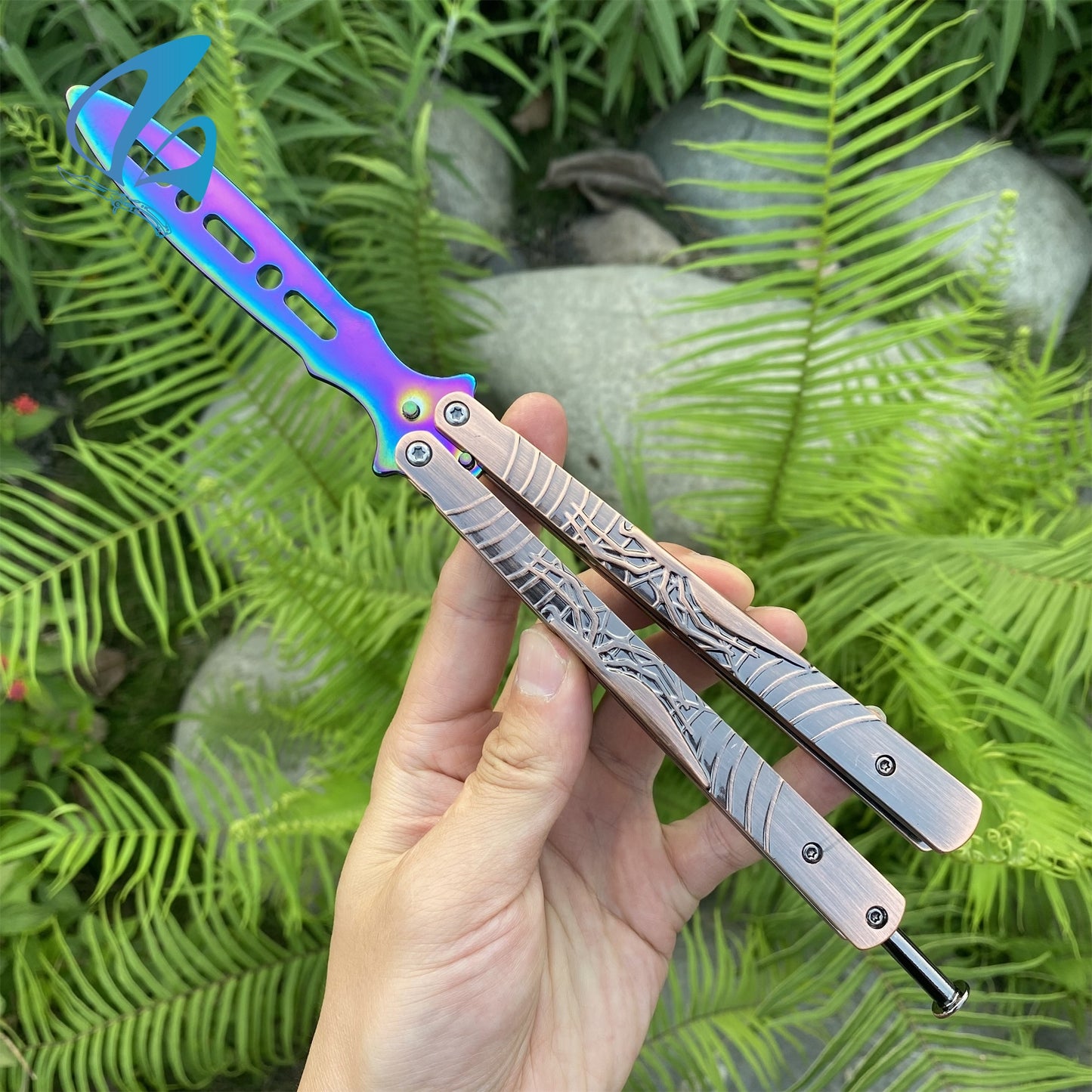 Stainless Steel Toxic Spider Sculpture Butterfly Knife Trainer