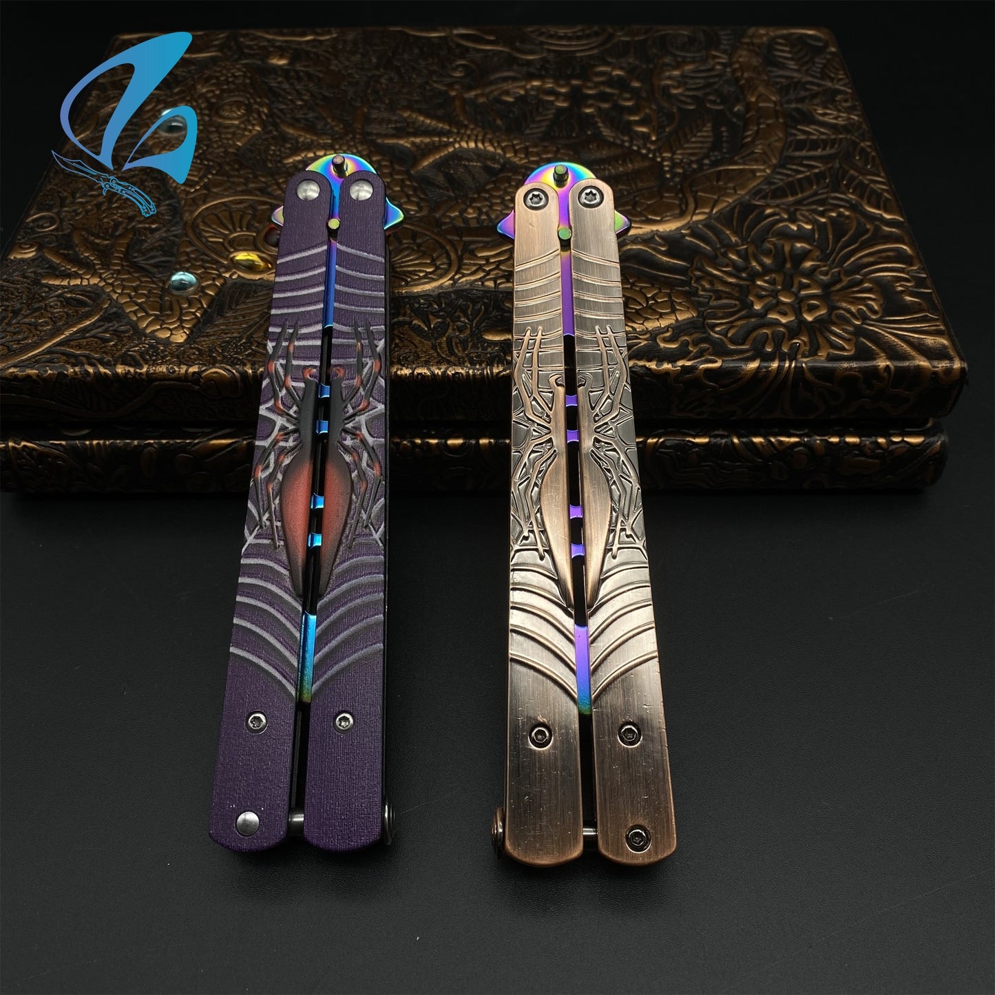 Stainless Steel Toxic Spider Sculpture Butterfly Knife Trainer