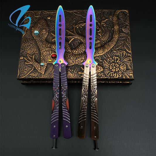 Stainless Steel Toxic Spider Sculpture Butterfly Knife Trainer