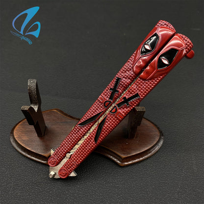 Superhero Sculpture Butterfly Knife Cool Hero Relief Balisong Fan Art For Display Only