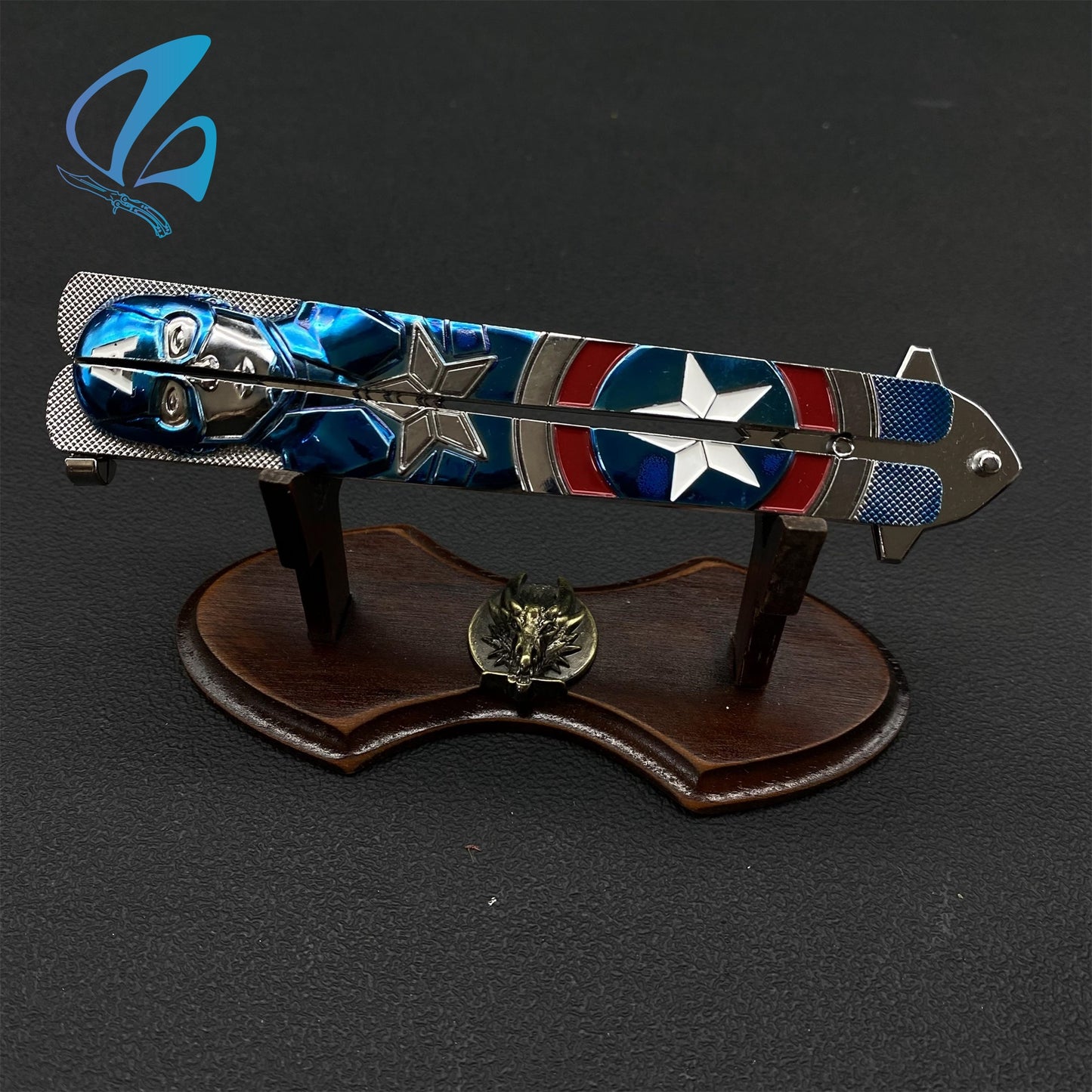 Superhero Sculpture Butterfly Knife Cool Hero Relief Balisong Fan Art For Display Only