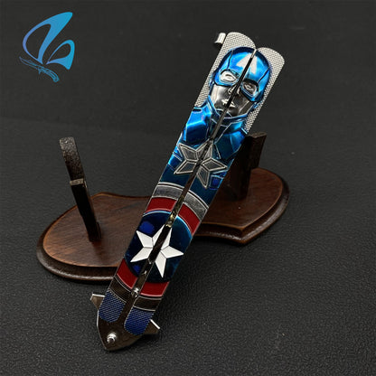 Superhero Sculpture Butterfly Knife Cool Hero Relief Balisong Fan Art For Display Only