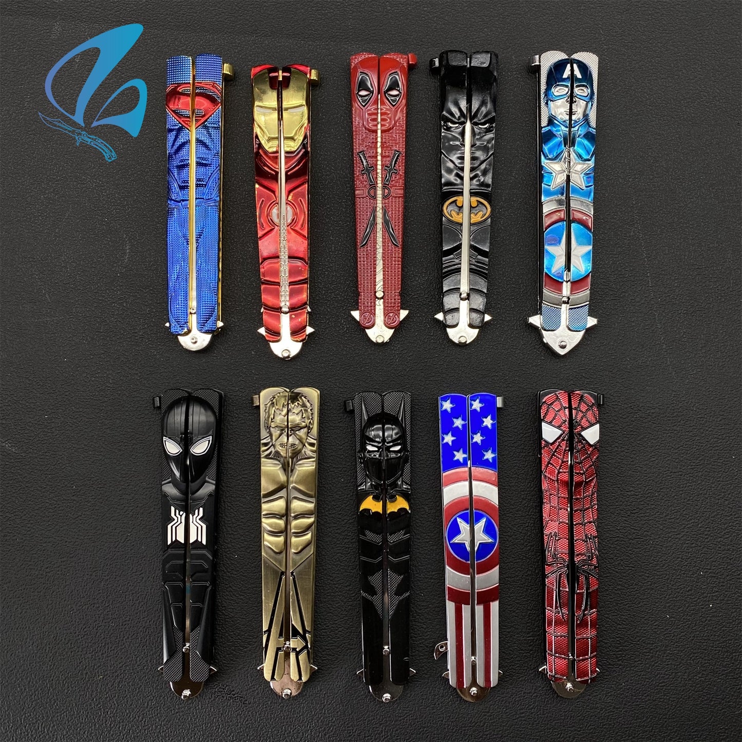 Superhero Sculpture Butterfly Knife Cool Hero Relief Balisong Fan Art For Display Only