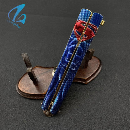 Superhero Sculpture Butterfly Knife Cool Hero Relief Balisong Fan Art For Display Only