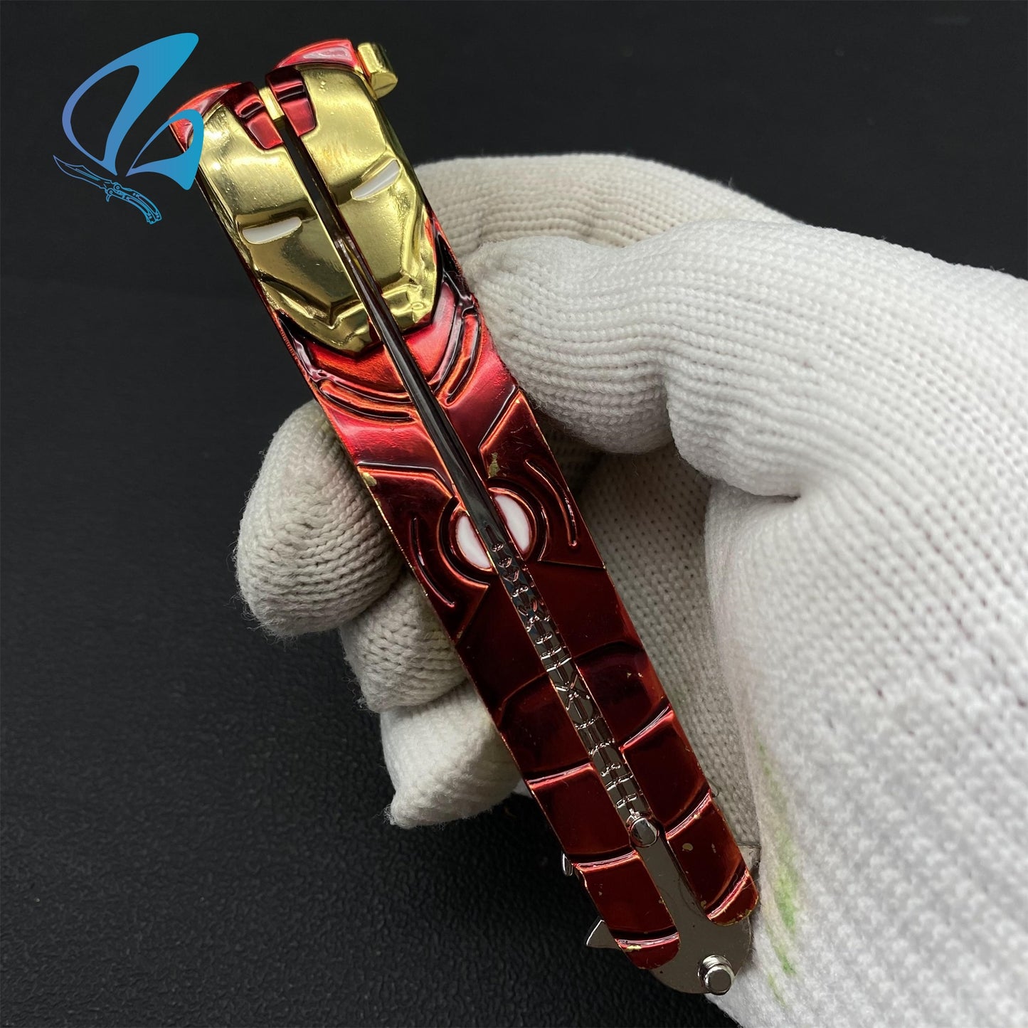 Superhero Sculpture Butterfly Knife Cool Hero Relief Balisong Fan Art For Display Only