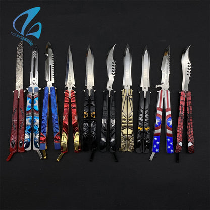 Superhero Sculpture Butterfly Knife Cool Hero Relief Balisong Fan Art For Display Only