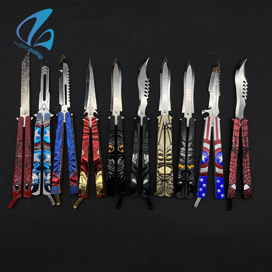 Superhero Sculpture Butterfly Knife Cool Hero Relief Balisong Fan Art For Display Only