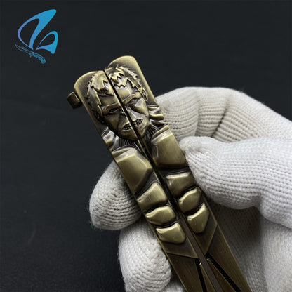 Superhero Sculpture Butterfly Knife Cool Hero Relief Balisong Fan Art For Display Only