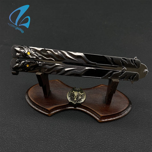 Black Tiger Butterfly Knife Cool Tiger Balisong Fan Art For Display Only