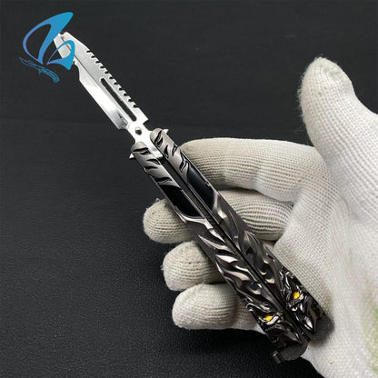 Black Tiger Butterfly Knife Cool Tiger Balisong Fan Art For Display Only