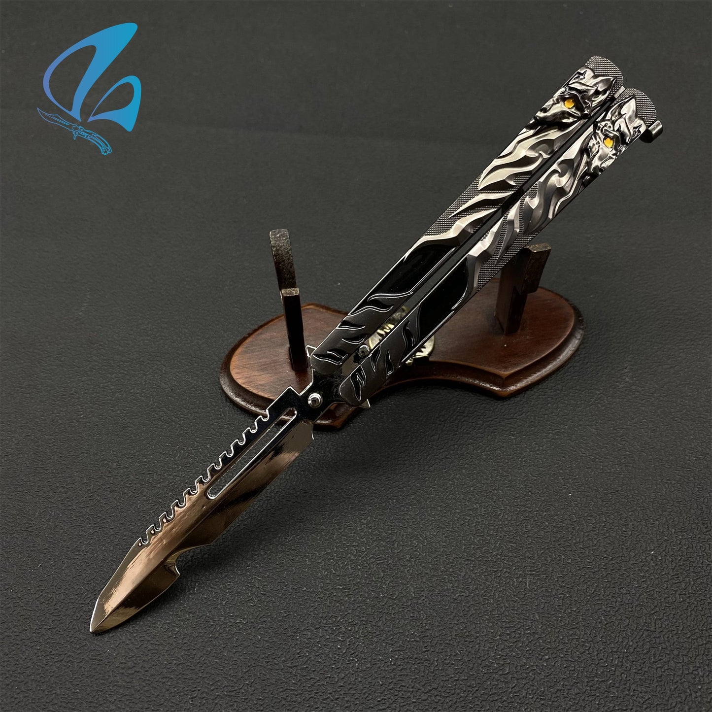 Black Tiger Butterfly Knife Cool Tiger Balisong Fan Art For Display Only