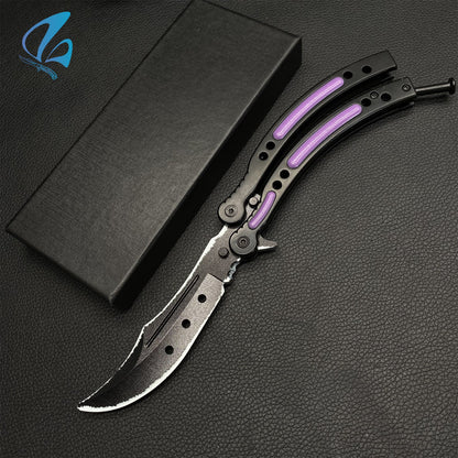 CSGO Ultraviolet Butterfly Knife Trainer Ultraviolet Skin Balisong Trainer With Hole On Blade